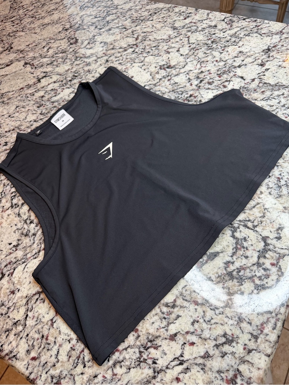 Gymshark Black Cropped Muscle Tank with Subtle Logo medium